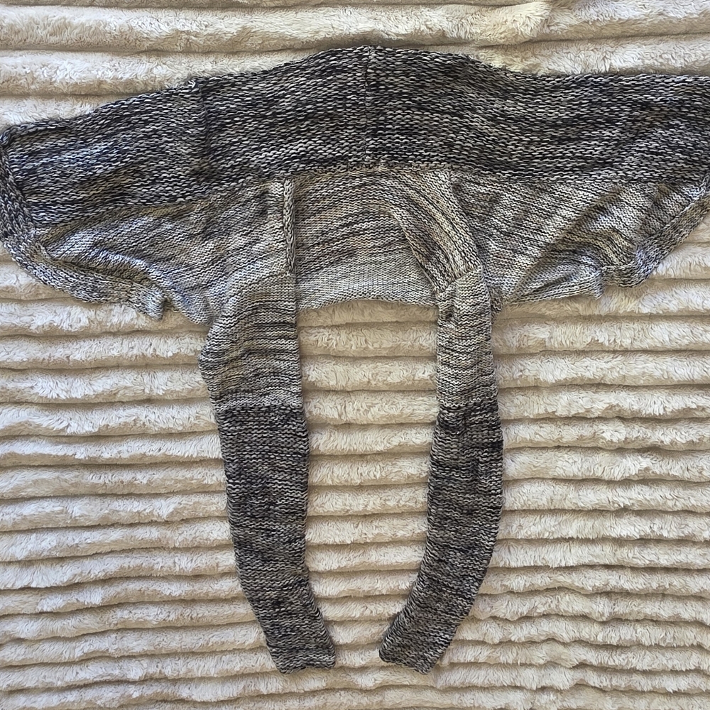 Made In italy Cozy Marled Gray Cropped Shawl-Collar Women’s Sweater- 100% Cotton - Picture 6 of 6